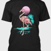 Black Men's Flamingo Letter Graphic Print Short Sleeve T Shirt