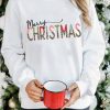 White Merry Christmas Leopard Print Long Sleeve Sweatshirt