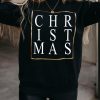 Black CHRISTMAS Glitter Print Crew Neck Sweatshirt