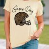 Apricot Game Day Baseball Graphic Print Crew Neck T Shirt