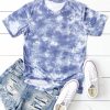 Sky Blue Tie Dye Crew Neck Short Sleeve T-Shirt