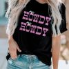 Black HOWDY Letter Print Crewneck Short Sleeve T Shirt