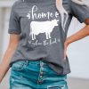 Gray Home Is Where The Herd Is Short Sleeve Graphic Tee