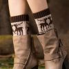 Khaki Christmas Elk Pattern Knit Short Leg Warmer