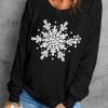 Black Exquisite Snowflake Zoom Printed Sweatshirt