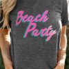 Gray Beach Party Graphic Roll-up Short Sleeve Tee