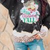 Black Happy Father Christmas Leopard Bleached Sweatshirt