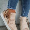 Beige High Top Drawstring Zipped Slip-on Sneakers