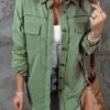 Green Buttoned Long Sleeve Pocketed Shirt Jacket