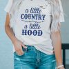 White Vintage Country Music Distressed T Shirt