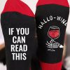 Black Skeleton Wine Graphic Print Tube Socks