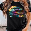 Black Tie Dye USA Flag Pattern Print Short Sleeve Graphic Tee