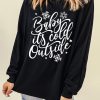 Black Snowflake Letter Graphic Print Pullover Sweatshirt