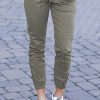 Green Slim Fit Pocketed Twill Jogger Pants