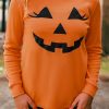 Orange Halloween Round Neck Long Sleeve Top