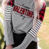 Gray Happy Valentine Day Graphic Buffalo Plaid & Stripe Top