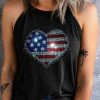 Black American Flag Shiny Pattern Print Graphic Tank Top