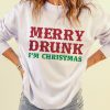 White MERRY DRUNK Letter Print Oversized Sweatshirt