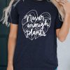 Blue Palm Leaf Letter Print Crew Neck Graphic T Shirt