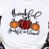 White Thankful Letter Pumpkins Print Graphic T Shirt