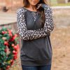 Gray Leopard Long Sleeve Top