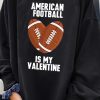 Black Football Letter Print Long Sleeve Oversized Sweatshirt