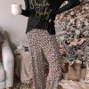 Santa Baby Leopard Print Long Sleeve Wide Leg Lounge Set