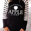 Black Cider Graphic Striped Leopard Blocked Long Sleeve Top