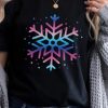 Black Gradient Snowflake Graphic Print Short Sleeve T Shirt