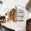 White Leopard Pumpkin Letters Graphic Print Crew Neck T Shirt