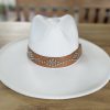 White Studded Wide Brim Panama Hat