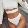 White Two-piece Cut-out Long Sleeve Rash Guard