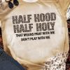 Khaki HALF HOOD HALF HOLY Leopard Short Sleeve T Shirt