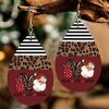 Multicolor Christmas Leopard Striped Drop Earrings