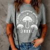 Gray Mushroom Letter Graphic Print Short Sleeve T Shirt