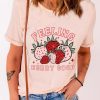 Pink FEELING BERRY GOOD Graphic Print Crew Neck T Shirt