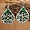 Silver Snowflake Shape Sequin Colorblock Drop Earrings