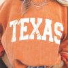 Orange TEXAS Ribbed Knit Long Sleeve Sweatshirt