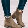 Khaki Faux Suede Ankle Height Boots