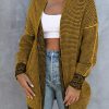 Yellow Plaid Knitted Long Open Front Cardigan