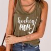 Green Hockey Mom Graphic Print Strappy Tank Top