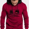 Burgundy Letter Graphic Print Color Block Men's Hoodie