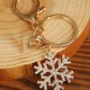 Silver Rhinestone Snowflake Christmas Keychain