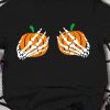 Black Skeleton Pumpkin Graphic Print Short Sleeve T Shirt