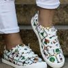 White Christmas Graphic Print Drawstring Slip-on Shoes