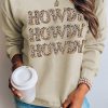 Khaki Howdy Leopard Shading Print Sweatshirt