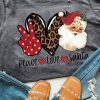 Gray Peace Love Santa Graphic Tee