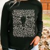 Black Leopard OX Head Print Long Sleeve Top