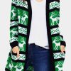 Black Green Reindeer Geometric Christmas Cardigan