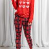 Red Heart Graphic Plaid Print Two Pieces Loungewear